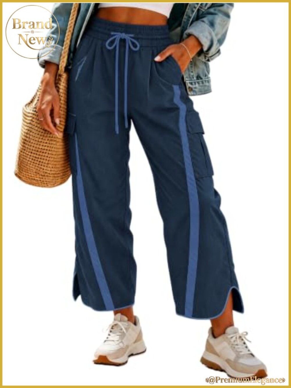 Wide Leg Baggy Stripes Athletic Cut Ankle Y2K Barrel Pants
